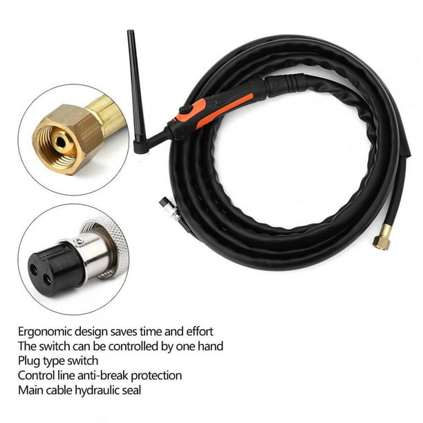 TIG-9V Switch + Valve Construction for Metal Sheel Welding Automotive with 4m Cable Air Cooling M16x1.5 Air Interface TIG Torch Head Welding Torch 